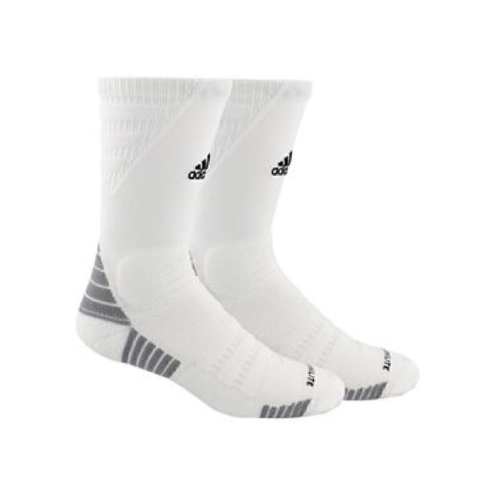 Adidas Alphaskin Maximum Cushioned Crew Socks White Grey Black Size L New